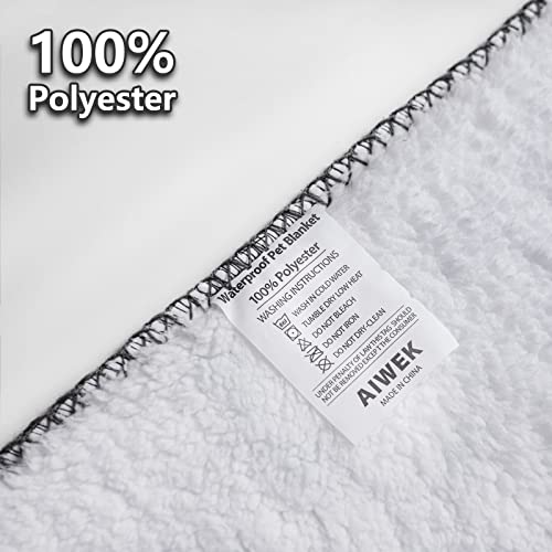 Waterproof Dog Blanket, Pattern Printing Super Soft Warm Fluffy Facecloth Sofa Car Bed Protector, Urine Proof Washable Outdoor Pet Blanket for Puppy Large Dogs & Cats(paw & Bone60*50) - color: Grey | Bone, size: Large