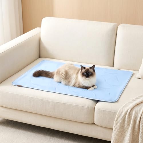 ZOMISIA Cooling Blanket for Small Dogs - Breathable Air-Core Fill Lightweight Pet Mat, Soft Cold Blanket Washable for Summer, Blue, 25"x35" - color: Blue, size: S(25x35")