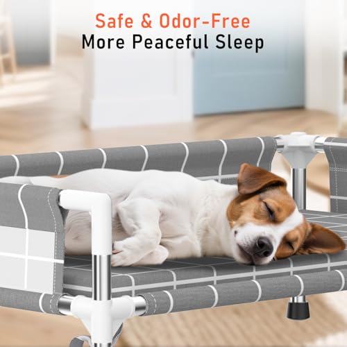 Elevated Dog Bed with Three-Sided Fence and Removable Cushion - Anti-Slip Feet, Stable Design, Easy Assembly, Indoor Relaxation & Outdoor Activities for Small/Medium Dogs, All-Season Comfort - size: Cushion-(M-)