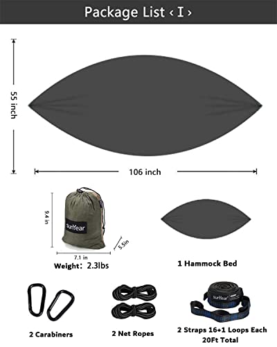 Sunyear Hammock Camping with Rain Fly Tarp and Net, Portable Camping Hammock Double Tree Hammock Outdoor Indoor Backpacking Travel & Survival, 2 Tree Straps,100% Waterproof - color: Green Bundle, size: 55"W*106"L