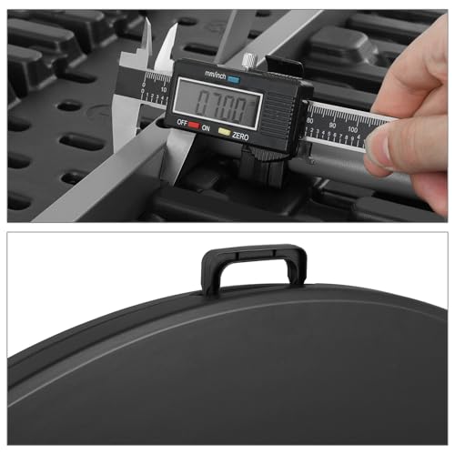 Magshion 60" Round Folding Table, 5 Feet Bi-Folding Plastic Commercial Dining Card Table w/Carrying Handle for Outdoor Wedding Party Event Picnic, Black - color: Black, size: 5Ft