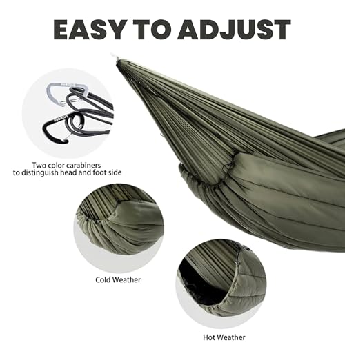 onewind Hammock Underquilt for Camping, Full Length and Lightweight Hammock Quilts with Insulation for Camping, Hiking, Backpacking, OD Green