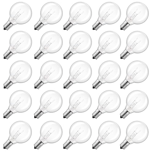 Brightown G40 Replacement Light Bulbs, 5W Clear Globe Bulb fits E12 C7 Candelabra Screw Base Sockets, 1.5 Inch Dimmable Light Bulbs for Indoor Outdoor Patio Decor, Pack of 50 - color: Clear, size: 50 Pack