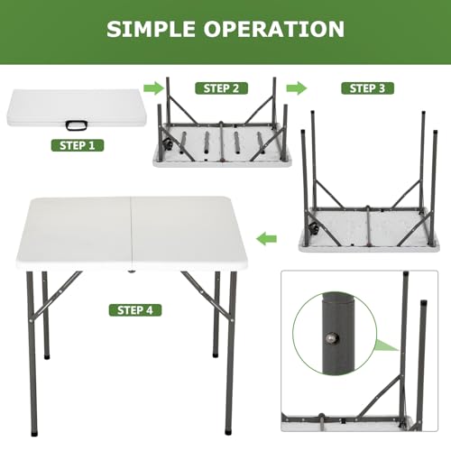 BestOffice Outdoor 34" Folding Card Table Plastic Table Portable Square Height Dining Table Perfect for Picnics,Parties,Party and Camping, White - color: White, size: 34"