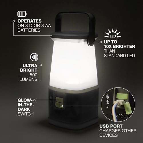 ENERGIZER WeatheReady LED Camping Lantern PRO-360, IPX4 Water Resistant Tent Light, Ultra Bright Battery Powered Lanterns for Camping, Outdoors, Emergency Power Outage - color: Black
