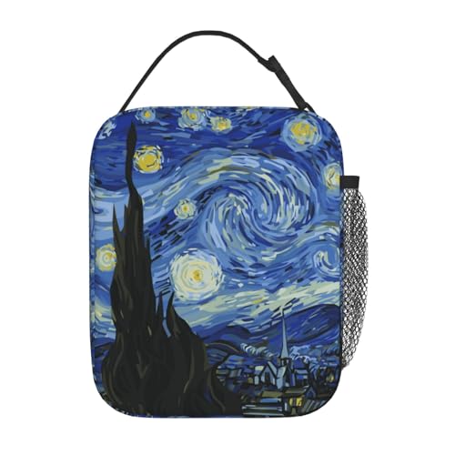 Night Sky The Starry Night Insulated Lunch Bag Portable Reusable Zipper Lunch Box For Men Women Work Picnic Travel Camping - color: Black5