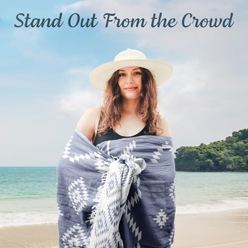 Premium Turkish Beach Towel – 100% Cotton, Quick Dry, Sand Free, Oversized Pool Towels 35”x 67” – Ideal for Travel, Pool, and Beach – Dark Blue - color: Vintage Dark Blue