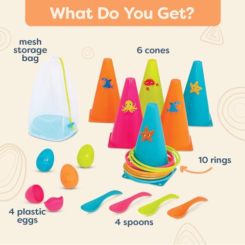 B. toys – Outdoor Games Galore Combo – Ring Toss & Egg-and-Spoon Game Set for Backyard Fun, Party Activities & Family Entertainment – Includes Easy-to-Grip Rings & Spoons – Kids Outdoor Toys 3+ Years - style: Ring Toss & Egg-Spoon Game