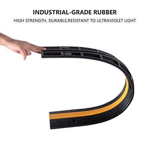 4 Pack Rubber Cable Ramp Hose Cable Protector Ramp 1 Channel 11000Lbs Load Capacity Traffic Speed Bump Wires Power Lines Extension Cord Cover for Indoor Outdoor - color: 11000Lbs-1Channel-4Pack