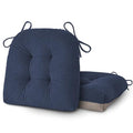 OVOV Dining Chair Cushions Set of 2 Soft Non-Slip Kitchen Chair Pads Tufted Seat Cushion with Ties for Kitchen Dining Room(18" x 16.5" x 3" Blue) - color: Blue