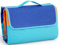 scuddles Extra Large Picnic Blanket – 60" x 80" Waterproof Outdoor Mat with Soft 3-Layer Comfort, Cozy Fleece Top, Foldable Design & Carry Strap for Beach, Camping, Parks & Hiking - color: Blue