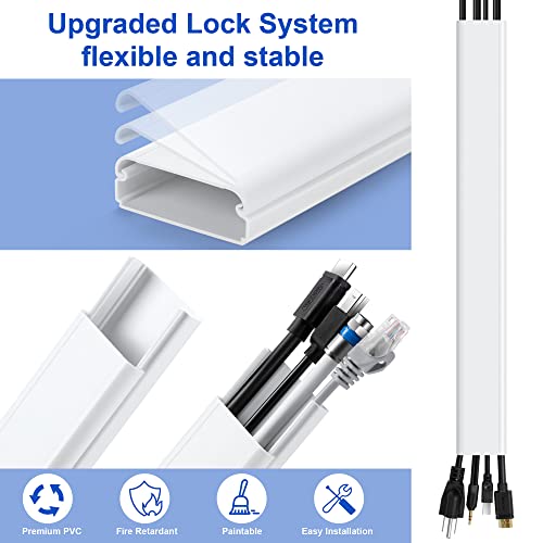 ZhiYo 34in TV Cord Hider for Wall Mounted TV, Large Cord Cover Wall, PVC Cable Management Raceway Kit, Wire Hider for Wall, White Wire Concealer 2 xL17in, W2in xH0.7in - color: White, size: W2in x H0.7in - L34in