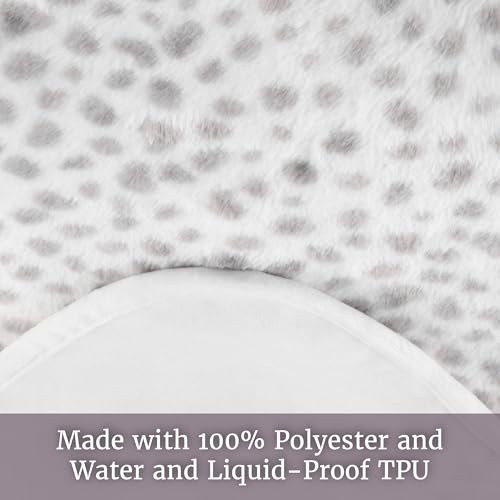 Waterproof Blanket for Bed, Couch, or Car - 60” x 80” Reversible Queen Size Throw Blanket for Reliable Leakproof Furniture Protection - Washable Pet Throws by Lavish Home (Snow Leopard Print) - color: White/Grey