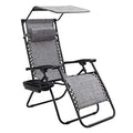 Homall Zero Gravity Chair Patio Lawn Chair Lounge Chair Folding Recliner Adjustable Outdoor with Canopy Shade,Cup Holder (Grey) - color: Grey