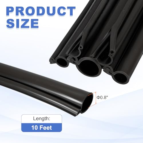MECCANIXITY 10ft Cable Management Sleeve, 0.8 Inch ID Flexible Cord Wires Hider Cover Insulation Snap-fit Protector for Substation, High-Voltage Electrical Networks, Black - size: 0.8 Inch