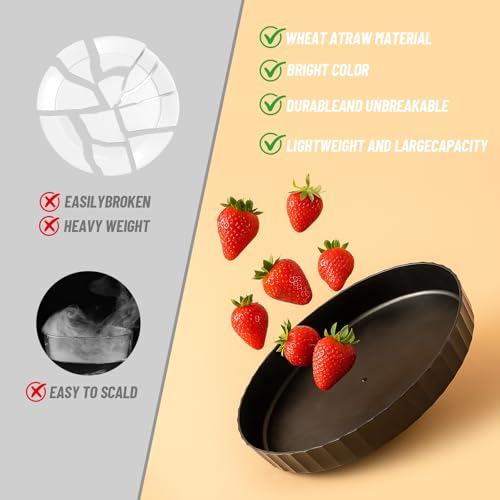 24Pcs Kitchen Plastic Wheat Straw Dinnerware Set,Dinnerware Sets for 6,Microwave Dishwasher Safe Plates