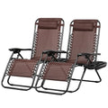 Nazhura Set of 2 Relaxing Recliners Patio Chairs Adjustable Steel Mesh Zero Gravity Lounge Chair Beach Chairs with Pillow and Cup Holder Khaki (Brown) - color: Brown