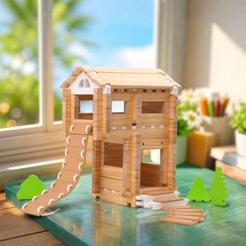 Jovi-mindly＆Notchies 96 PCS Wooden Blocks Wooden Toys with Storage Bag, Preschool Learning Toys Wood Blocks Building for Kids Ages 4-8 Creative Construction Game,FSC Certified,Birthday Toys Gifts - style: Classic Set