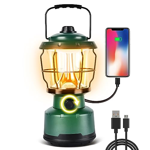 LED Camping Lantern, 2500LM Dimmable Vintage Rechargeable Lantern, Water Resistant Portable Emergency Lights for Camping, Home Power Outage, Hurricane, Hiking