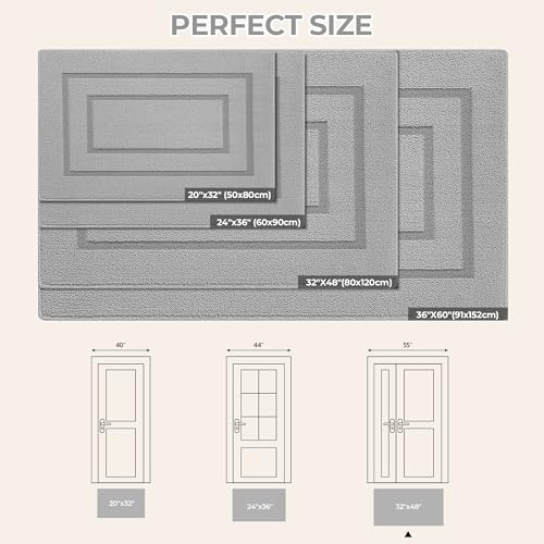 GRANNY SAYS Front Door Mat Outside Entrance, Welcome Matt Non-Slip, Outdoor Door Mats for Entryway, Long Front Porch Mat Low Profile Resist Dirt Easy to Clean, 60" x 36", Grey - color: A-grey, size: 3' x 5' (Rectangular)