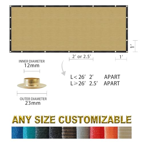 Houssity Tan Beige 6' x 3' Fence Privacy Screen Cover Panel Shade Cloth Fabric for Chain Link Fence Patio Pool Driveway Walkway Construction Project Playground Outdoor Events - color: Beige, size: 6' x 3'