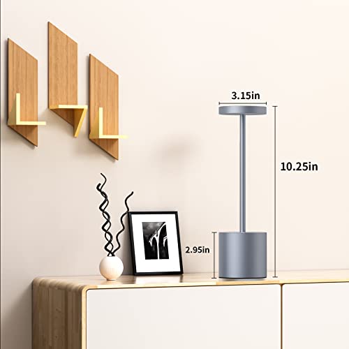 SAKRINGT 2 Pack Cordless Table Lamp Rechargeable,5000mAh Battery Operated Portable LED Table Light,Dimming Desk Lamp for Patio/Restaurant/Outdoor (Grey) - color: 2Pack Grey
