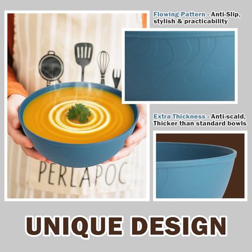Unbreakable Large Cereal Bowls 40 OZ, Wheat Straw Bowls Set of 6, Alternative Plastic Bowls for Kitchen, Outdoors, Microwave & Dishwasher Safe Bowl Set for Salad, Cereal, Soup, Ramen, Multi - color: Multicolor, size: 40 Oz