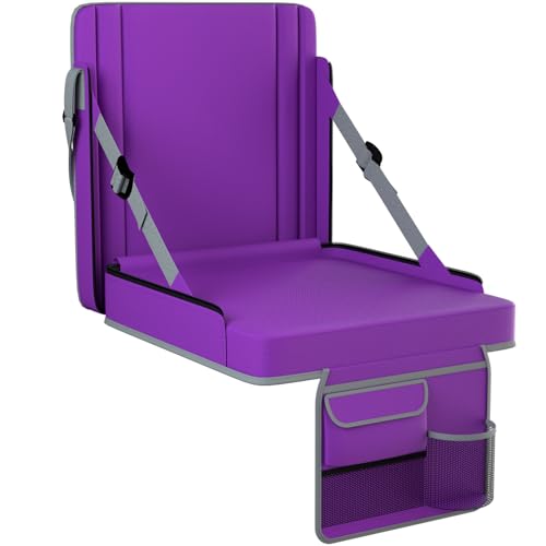Stadium Seats with Back Support 1PACK Adjustable Bleacher Chairs with Back and Cushion Bleacher Seat with Cup Holder, Carry Handle & Shoulder Strap for Outdoor Sports Events, Picnics - color: Purple-1pc-xl-large
