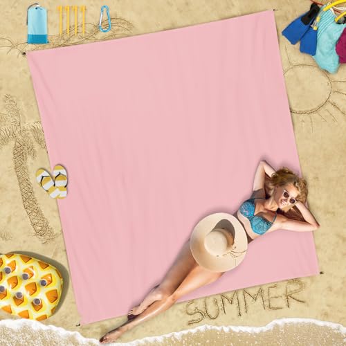 Beach Blanket Waterproof Sandproof 78''×110'' Large Suits 1-7 Adults Oversized Lightweight Picnic Mat Beach Blanket Water Resistant for Camping Hiking Travel Picnic - color: Pink, size: 78''x110''