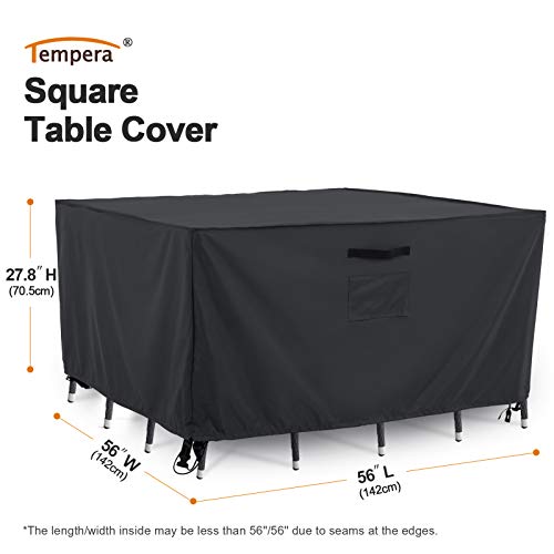 Tempera Outdoor Dining Set Cover for Outside Table and Chairs, Square Patio Table Covers for Outdoor Furniture, Anti-Fading, Windproof, 56''L x 56''W x 27.8''H, Grey - color: Grey, size: L56*W56*H27.8