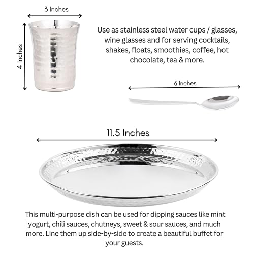 Stainless Steel Dinnerware Hammered – 42-Piece Elegant Mirror Finish Design, Perfect for Festive, Daily Family Meals Dinner ~ Service for 6 - size: Service for 6 - 42 Pieces