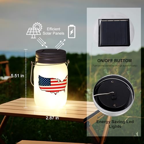 Solar Lanterns Outdoor Waterproof Tabletop - The USA Flag Outdoor Waterproof Hanging Solar Lights Glass Jar for Garden,Patio,Pathway & Yard Decor 2 Pack - style: Garden