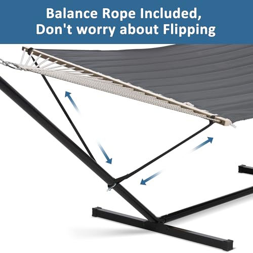 SUNCREAT 2 Person Hammock with Stand, Heavy Duty Portable Hammocks, 475 lbs Capacity, Dark Grey - color: Dark Grey, size: 12 ft Stand