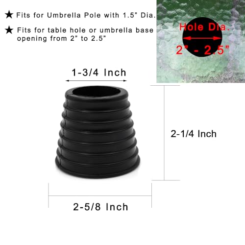 DGQ Patio Umbrella Cone Umbrella Wedge Plug for Patio Table Hole Opening 2-2.5 Inch (Black)