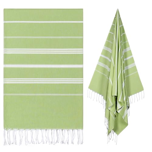 cabanana Turkish Beach Towel Oversized - 40"x70" Quick Dry Sand Free Thin Beach Towels for Adults,Extra Large Cotton Lightweigh Travel Towel for Beach Accessories(Apple Green) - color: Apple Green
