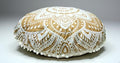 Craft Kala Large Round Bohemian Floor Pillow Cover Boho Pouf Cover Mandala Meditation Room Pillows Cover Adults Seating Poufs Cushion Cover for Kids Reading Playroom White Gold Flower 32 Inch