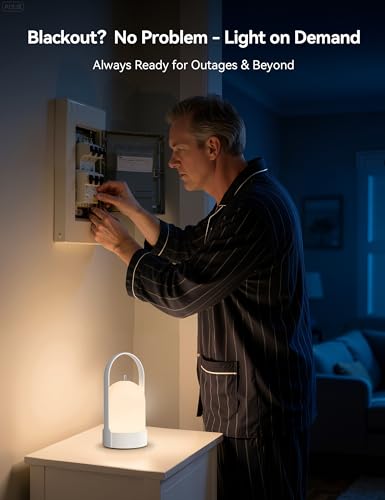 Tubicen Rechargeable Table Lamp Portable 4000mAh Battery Operated Lamp Camping Lantern 4-Level Touch Dimmable Cordless LED Table Night Lamp for Bedroom Dining Room Kitchen Balcony Restaurant - color: White