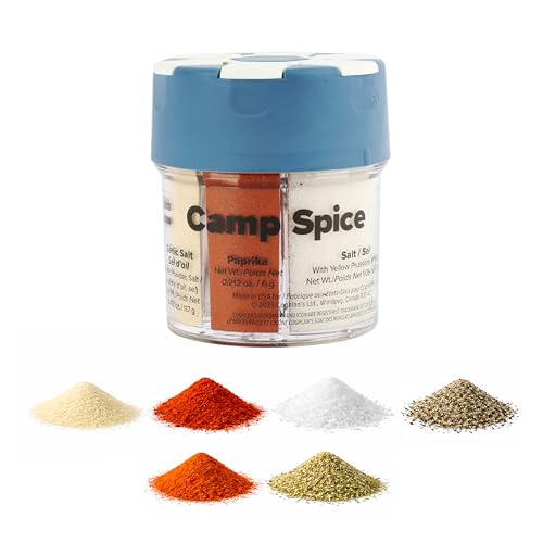 Coghlan’s Multi-Spice Shakers – Compact 6-in-1 Seasoning Containers for Camping, Travel, BBQ & Everyday Cooking – Lightweight, Portable, Mess-Free Design – Made in USA