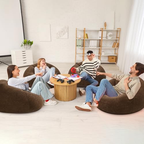 Realspring Inflatable Bean Bag Chairs Outdoor Blow up Camping Chairs Inflatable Lazy Sofa Folding Portable Bean Bag Loungers Couch for Movie Night(Dark Coffee,2 Pcs) - color: Dark Coffee