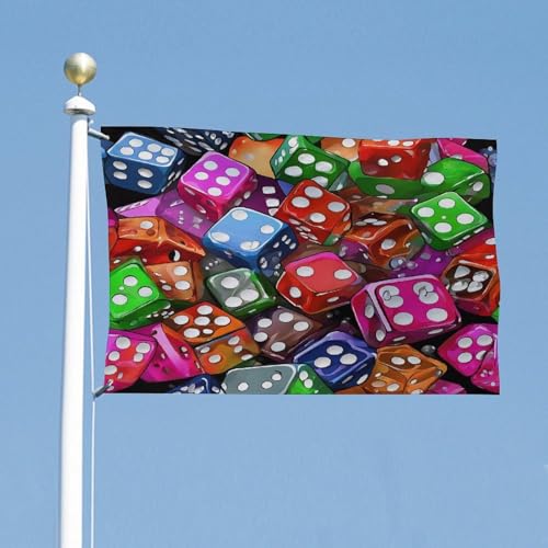 Heavy Duty Weather Resistant Polyester Flags 35x59 In, 4 Sizes Garden Flags for Outside, Games Dice Set Party Banner, Yard Decoration for Outdoor Patio, Entrance & Events - size: 35x59 Inch