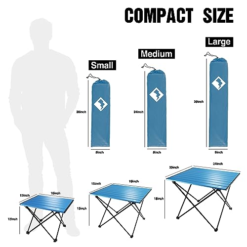 VILLEY Portable Camping Side Table, Ultralight Aluminum Folding Beach Table with Carry Bag for Outdoor Cooking, Picnic, Camp, Boat, Travel - color: Blue, size: Large 24'', style: Regular