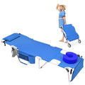 Wheel-To-Go Oversized Heavy Duty Tanning Chair with Face Hole Softer Padded Adjustable Washable, Folding Lounge Sun Chair for Outside Sunbathing Reading Pool Lawn, Lay Flat Beach Chair with Wheels - color: Royal Blue, style: Oversized