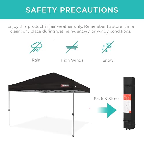 Best Choice Products 10x10ft Pop Up Canopy Tent, Outdoor Shade, 1 Person 1 Minute Set Up, Carry Case, 4 Weight Bags - Black - color: Black, size: 10x10ft