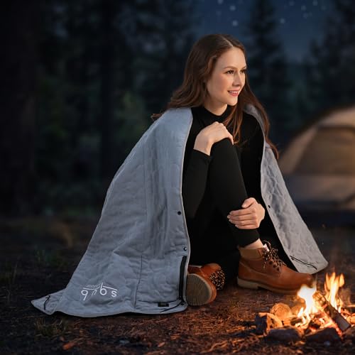 Electric Heated Blanket – Waterproof for Outdoor Camping, Cordless Heating with 3 Heat Levels, Portable Travel Cover w/Storage Bag, Electric Blanket & Battery Heated Blanket (Power Bank Not Included) - color: Blue