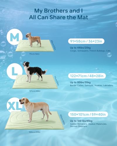 Cooling Mat for Dogs, 59" x 40" Self-Cooling Dog Bed with Arc-Chill Technology 3.0(QMAX>0.5), Non-Slip Washable Pet Cooling Pad for X-Large Dogs, Indoor Outdoor Floor Mat - Green - color: Green, size: X-Large(59" x 40")