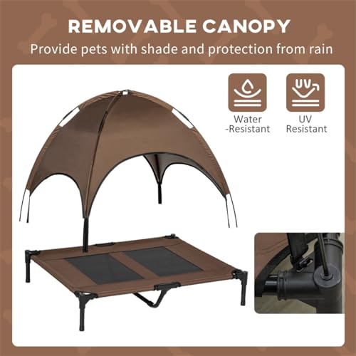 Pet Products Original Pet Cot Tent, Portable Dog House, Dog Shade & Weather Shelter, Elevated Cot Dog Bed, Brown, Large 36.25 X 30 X 35.5 Inches