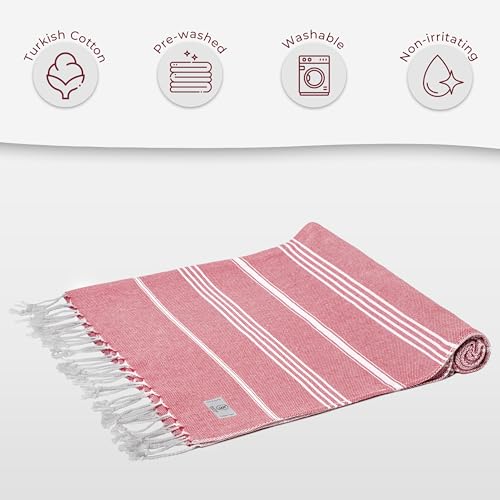 Ossano Cute Beach Towel - Quick Dry & Sand Free, Oversized (39" x 71"), Versatile, Perfect as Yoga Mat, Pool Towel, Turkish Towel, or Picnic Blanket - Coral - color: Coral