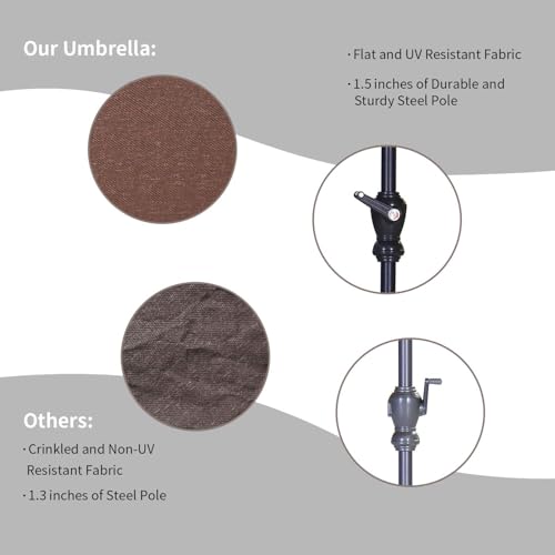 HYD-Parts 9FT Patio Umbrella Outdoor Table Umbrella,Market Umbrella with Push Button Tilt and Crank for Garden, Lawn, Deck, Backyard & Pool, with a Base (Coffee) - color: Coffee, size: Umbrella+Base