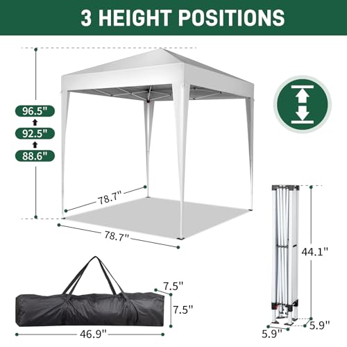 6.5x6.5ft Outdoor Pop Up Canopy Tents,Portable Instant Folding Shelter Gazebos,Waterproof Beach Tents,Easy Up Instant Commercial Canopy Tent,with Carry Bag,for Garden Event Wedding Party BBQ (White) - color: White, size: 6.5x6.5ft