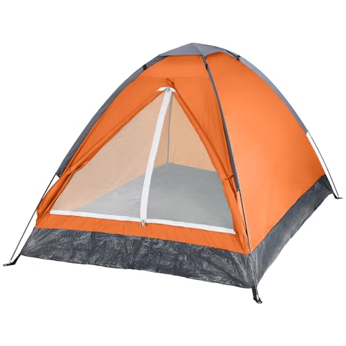 2 Person Outdoors Camping Tent with Rain Fly and Carrying Bag - Lightweight Outdoor Pop Up Tents for Camping Essentials, Music Festivals, Backpacking, Hiking, or Beach Shelter by Wakeman Outdoors - color: Orange